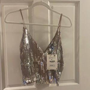 NEW Zara Sequins Crop Top